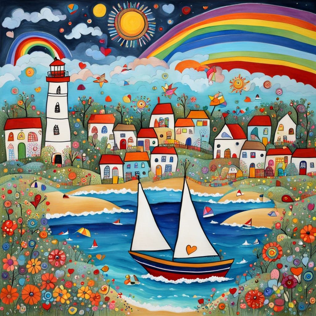 Sailing Boat Regatta on Wavy Sea