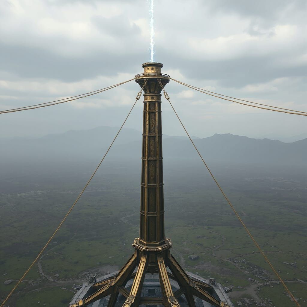 Medieval Golden Tower in Barren Wasteland