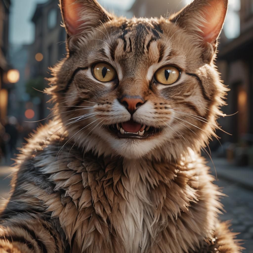 A guy taking a selfie photoWhen a crazy looking cat photobom...