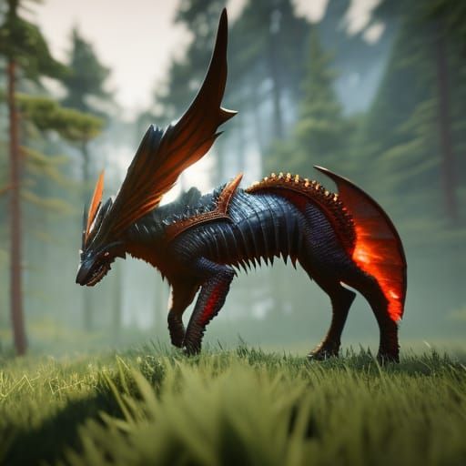 Griffin Dog Concept Art in Dark Fantasy Style