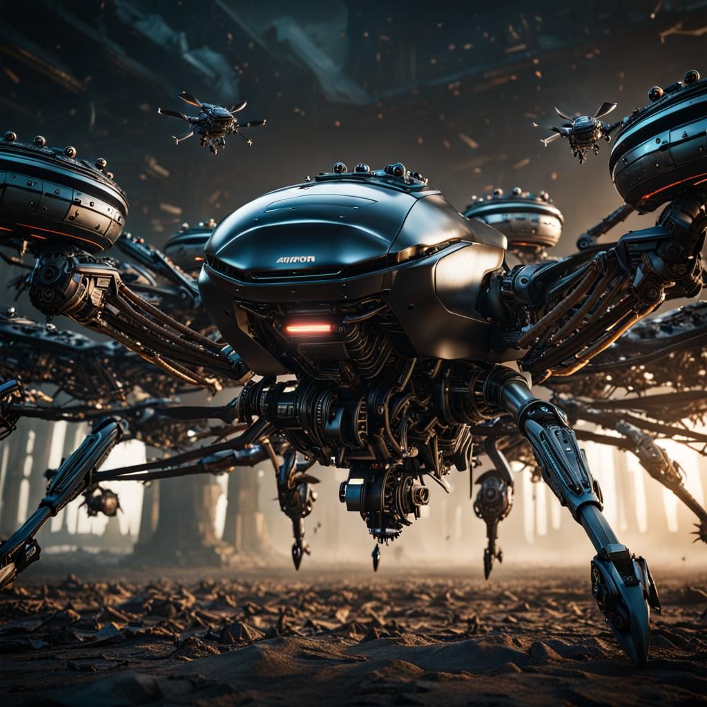 Futuristic Robotic Swarm Controlled by VR