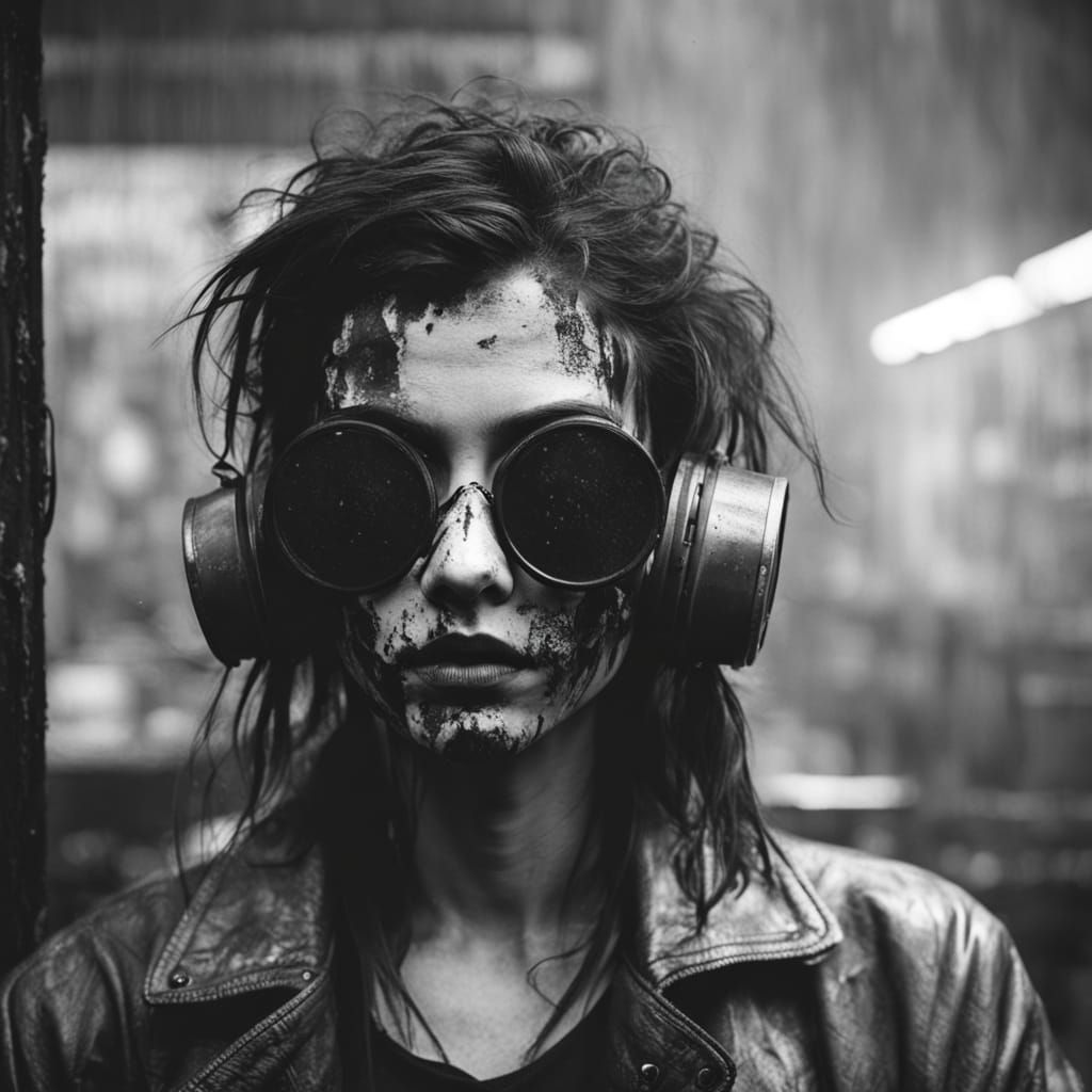 Punk Model in Abandoned Subway: Film Noir Photography