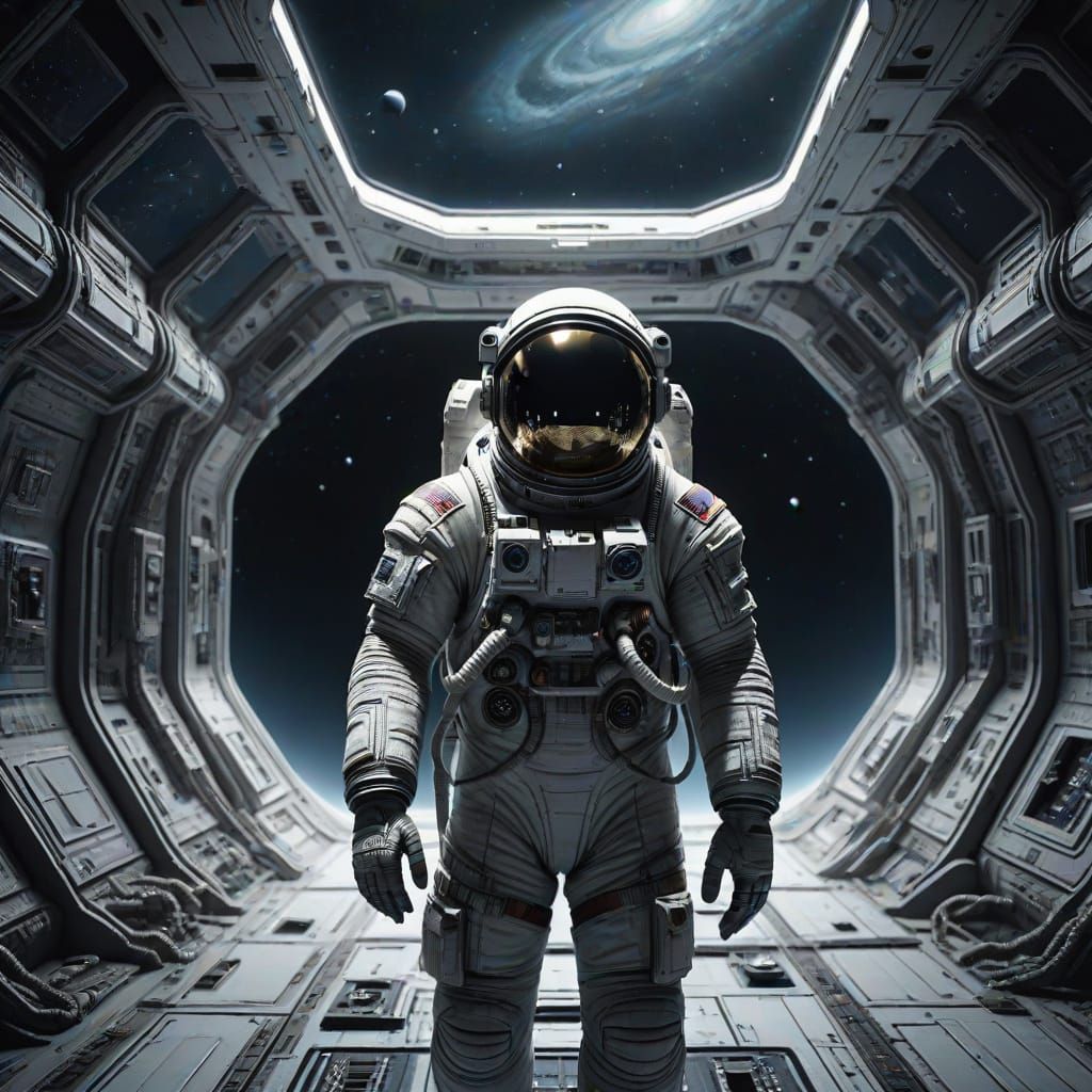 Astronaut Adrift in Space: Hyperrealistic 3D Render