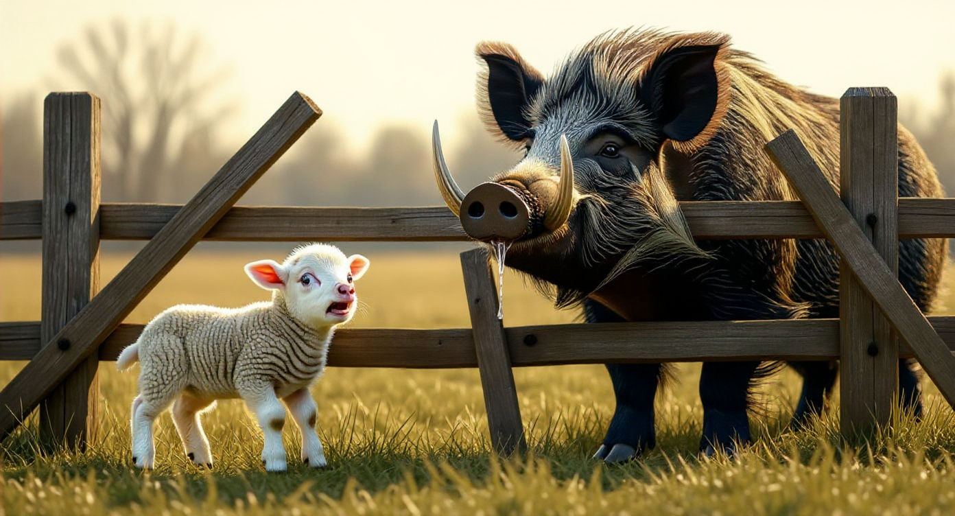 Frightened Lamb and Wild Boar in New Zealand