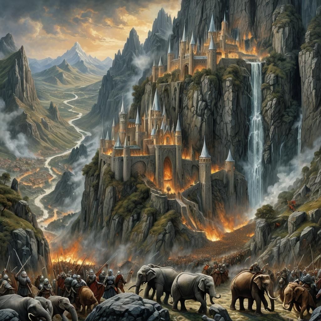 Minas Tirith Siege: Epic Medieval Battle Scene