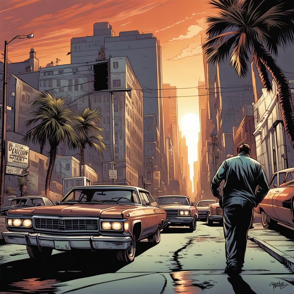 Grand Theft Auto in Comic Book Art Style