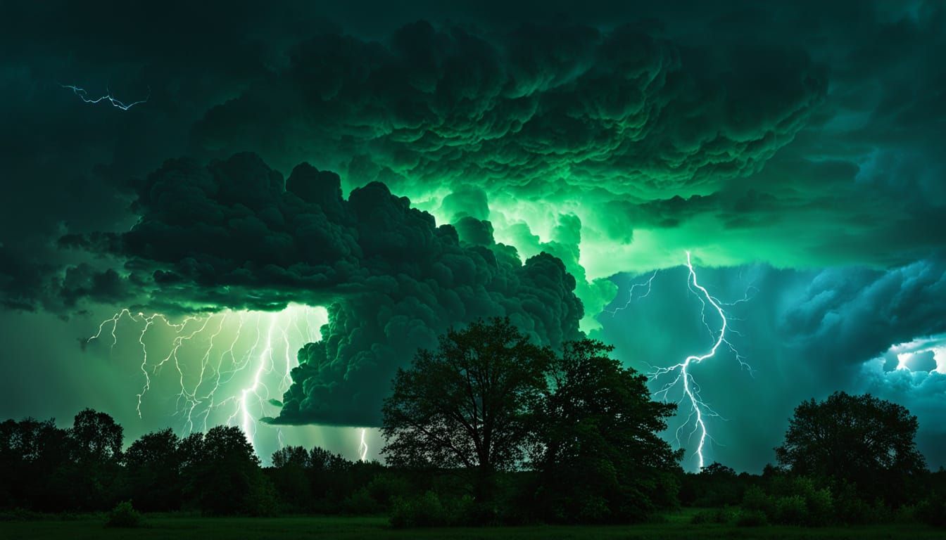 Eerie Green Glow Illuminates a Witch's Ominous Face in the S...