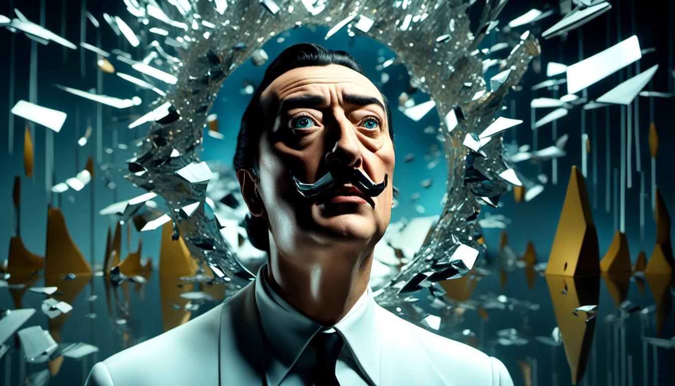 Comedic Character Trapped in a Surreal Broken Mirror