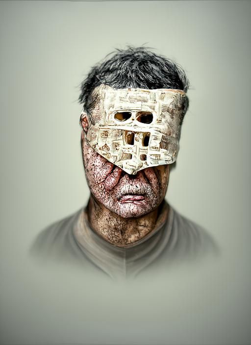 Disturbing Bandaged Figure in Dark Horror Art Style