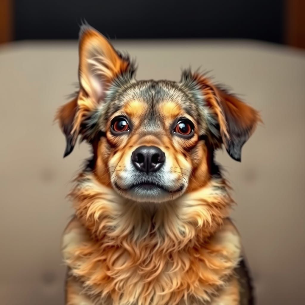 Furry Crossbreed Cat-Dog Hybrid in Hyper-Realistic Detail