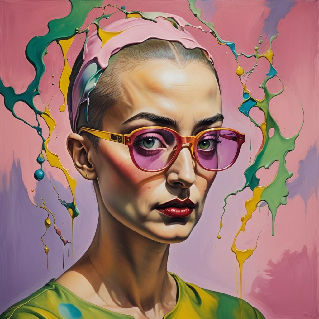 Surreal Portrait of a Woman with Shaved Head