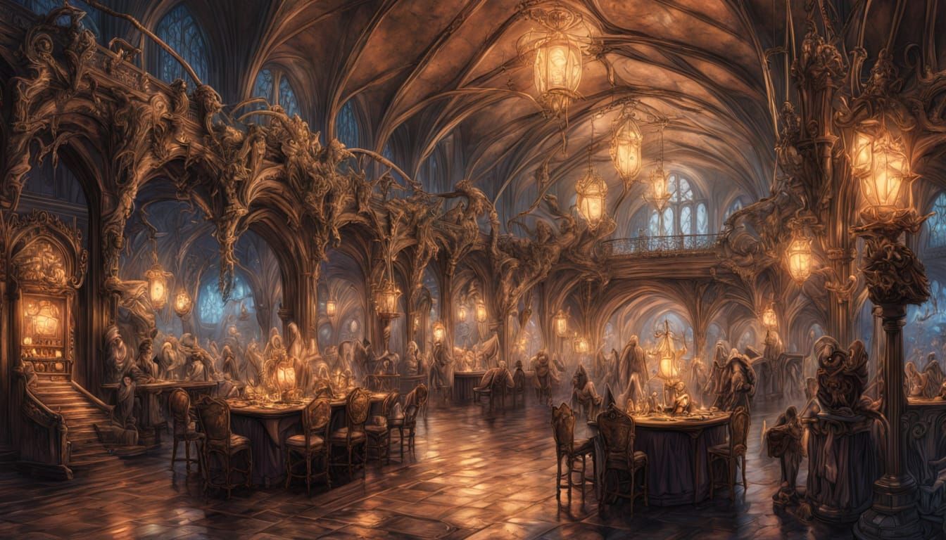 Goblin Masquerade Ball in Burton-Ghibli Style