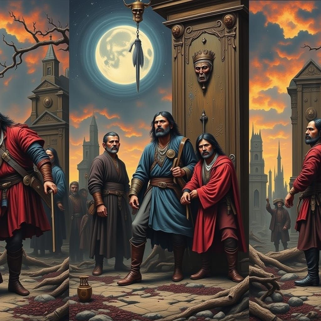 Pirate, Native American, Post-Apocalyptic Triptych