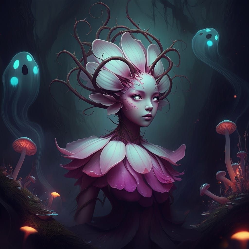 Orchid Goddess of the Dark Mystical Forest