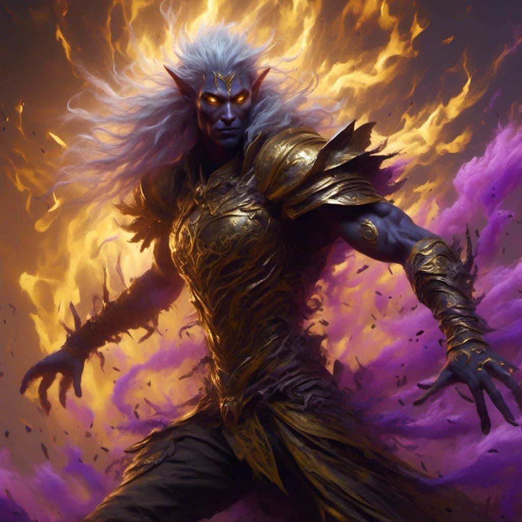 Drow Warrior Summons Sandstorm with Magic