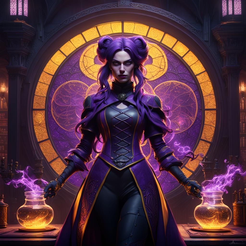 Hex Girl Casting Spell: Dark Fantasy Concept Art