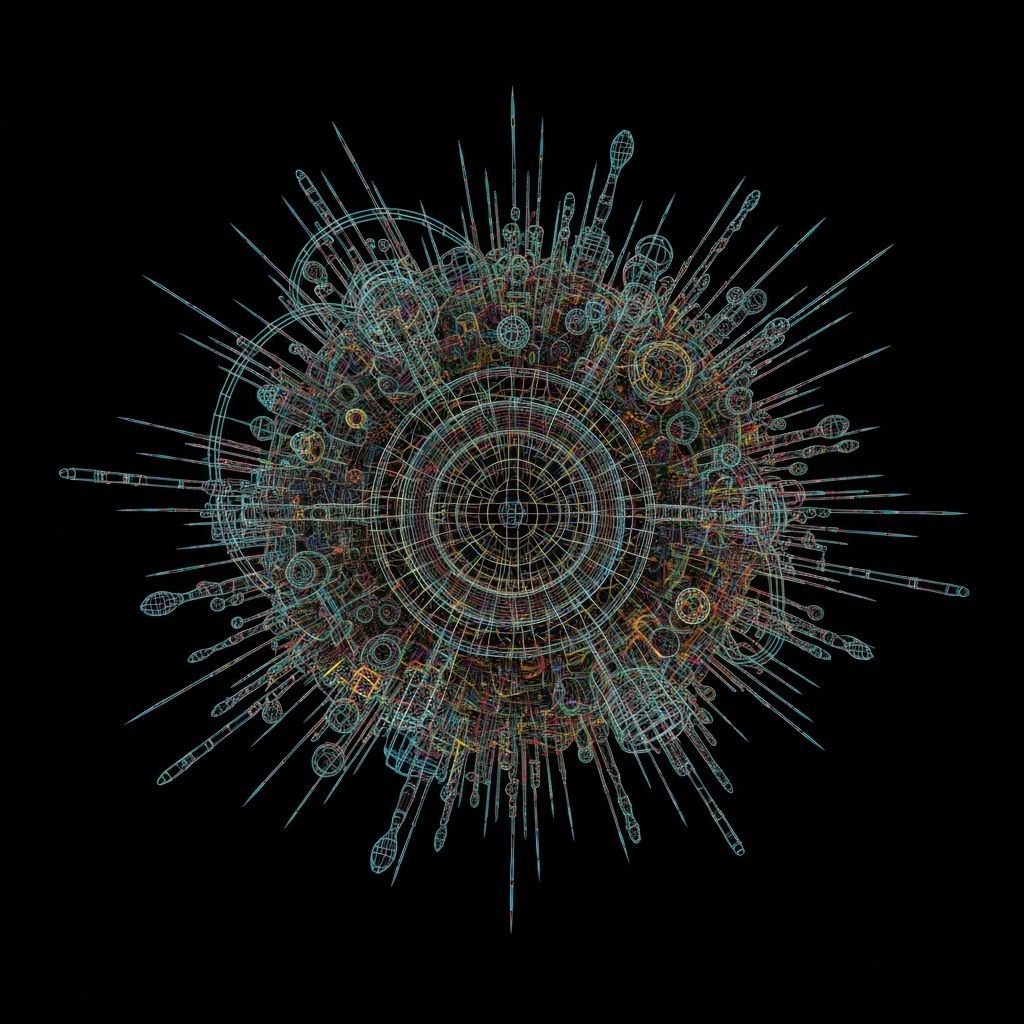 Surreal Wireframe Art: Vibrant Neon & Abstract Forms