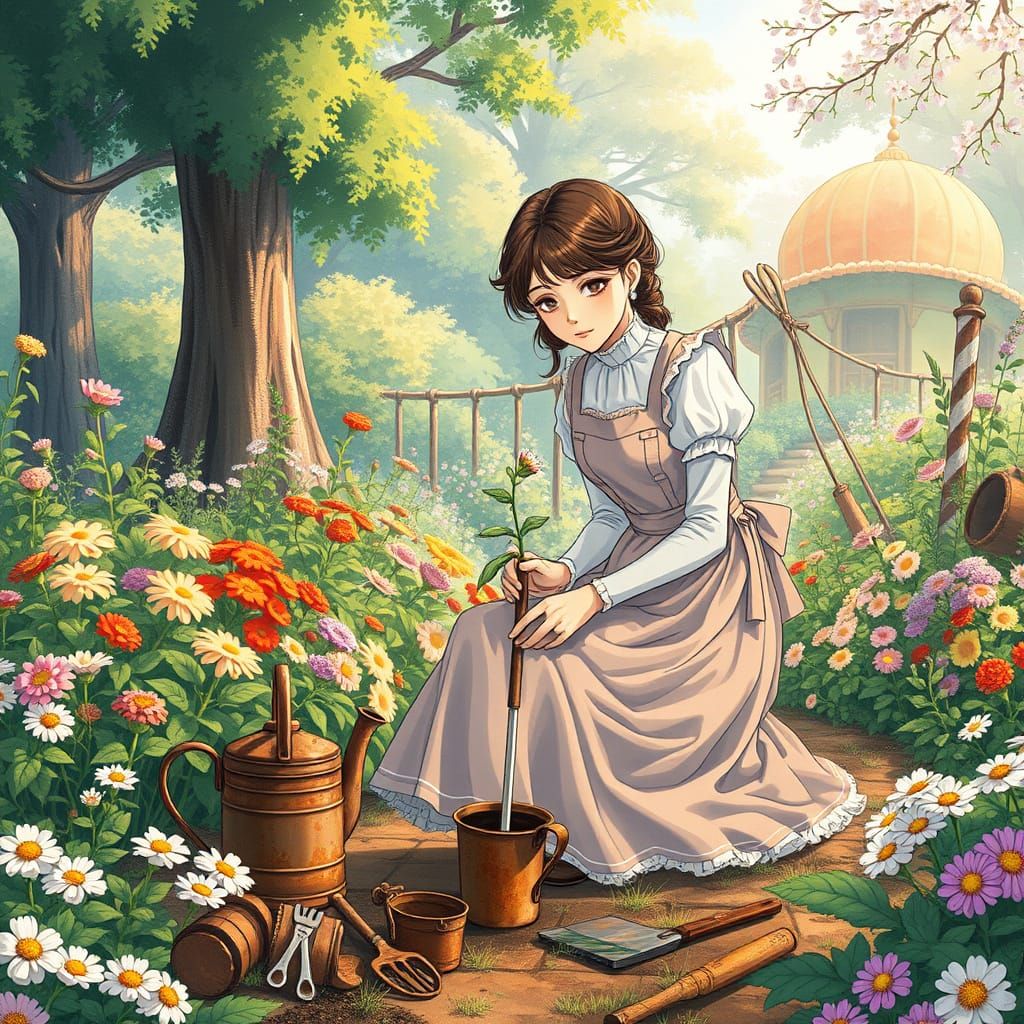 Maiden of Whimsy Tending Enchanted Bloom