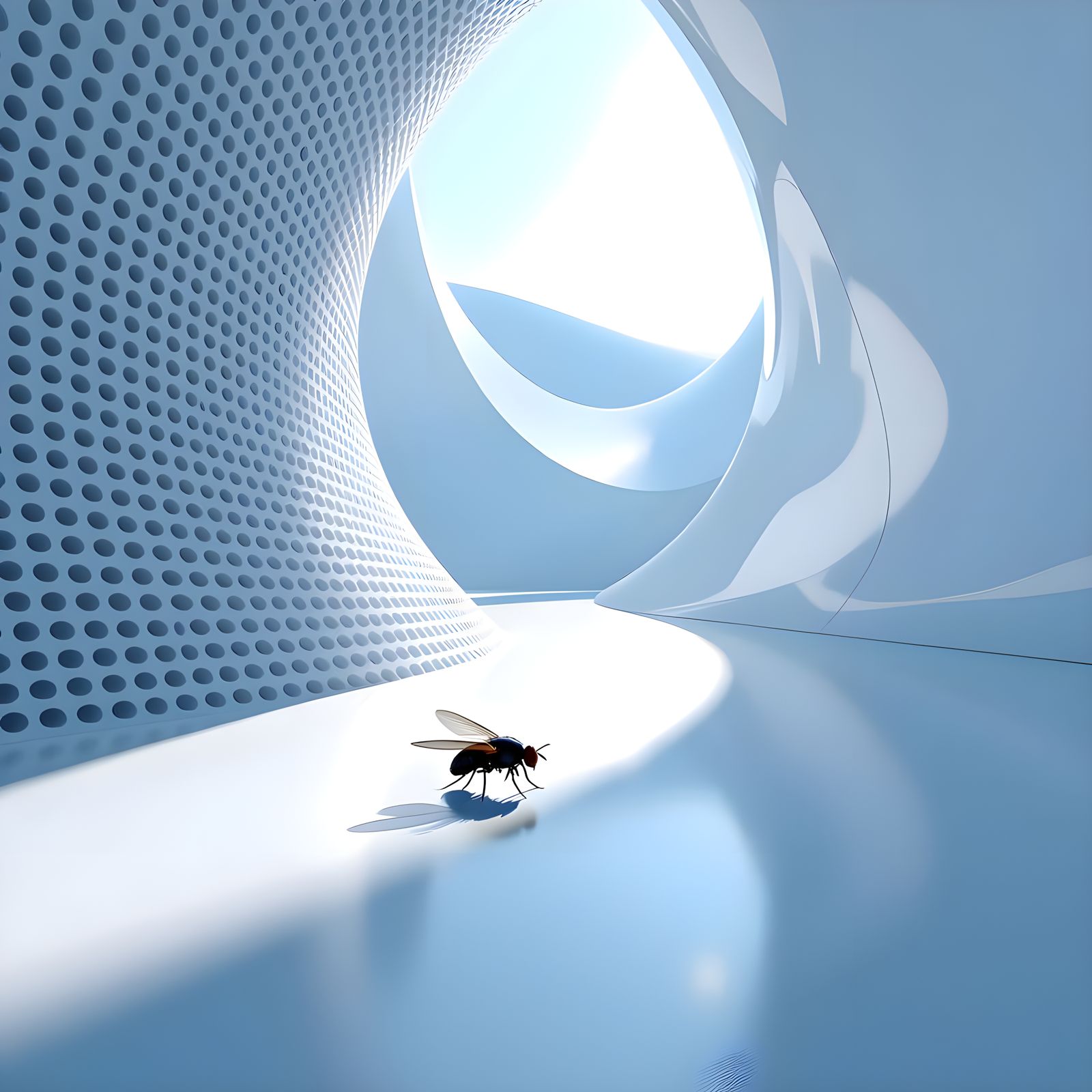 Fly on White Screen: Minimalist Digital Art