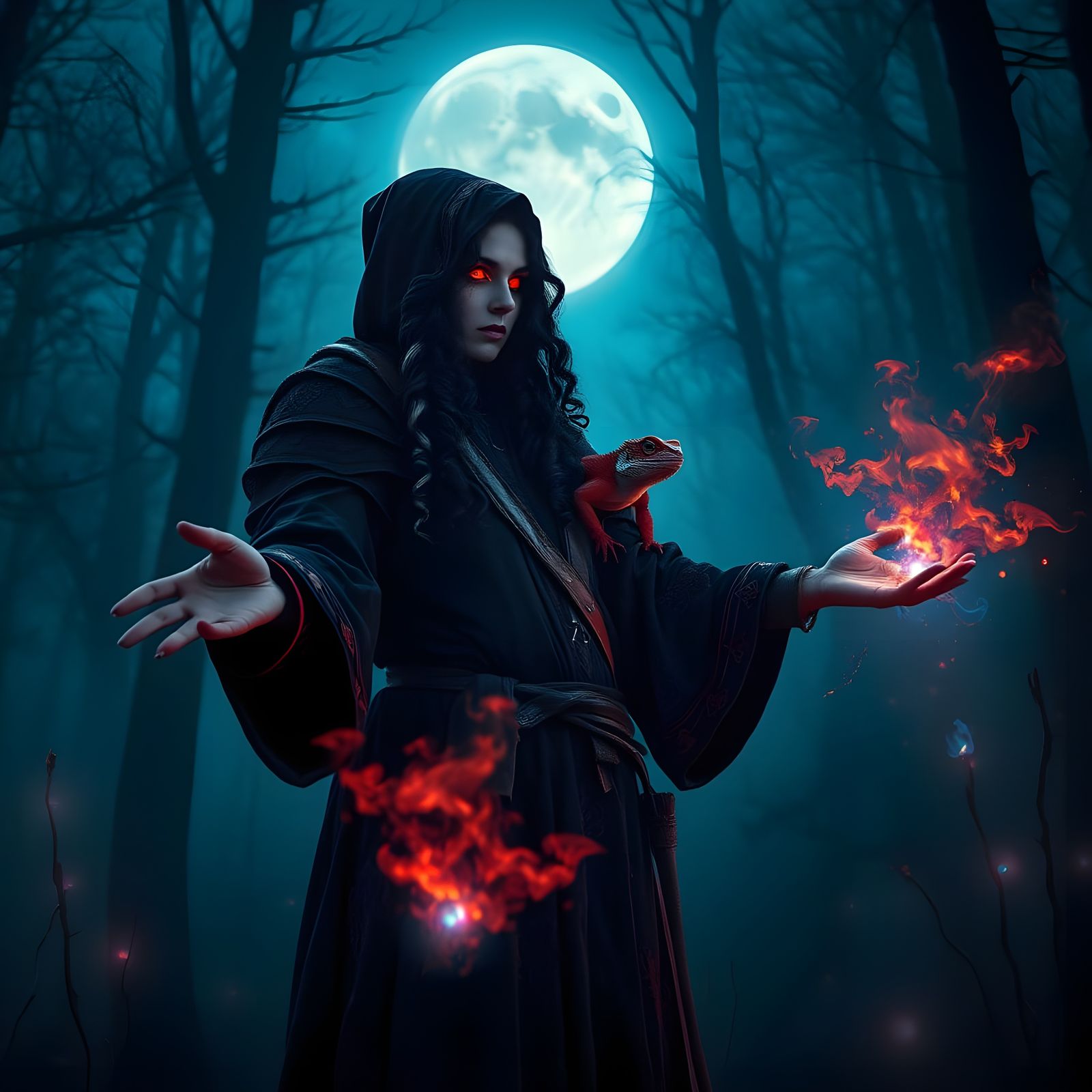 Mystical Witch in Ethereal Forest, Rendered in Cinematic Sty...