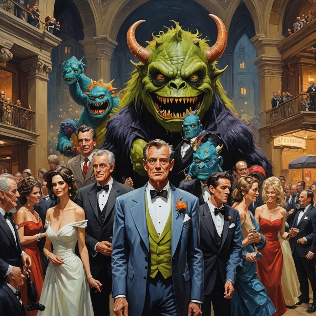 Monster Gala: Oil Painting in Gurney Style