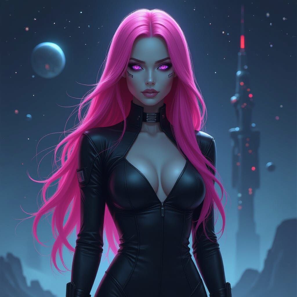 Sci-Fi Alien Woman in Futuristic Style