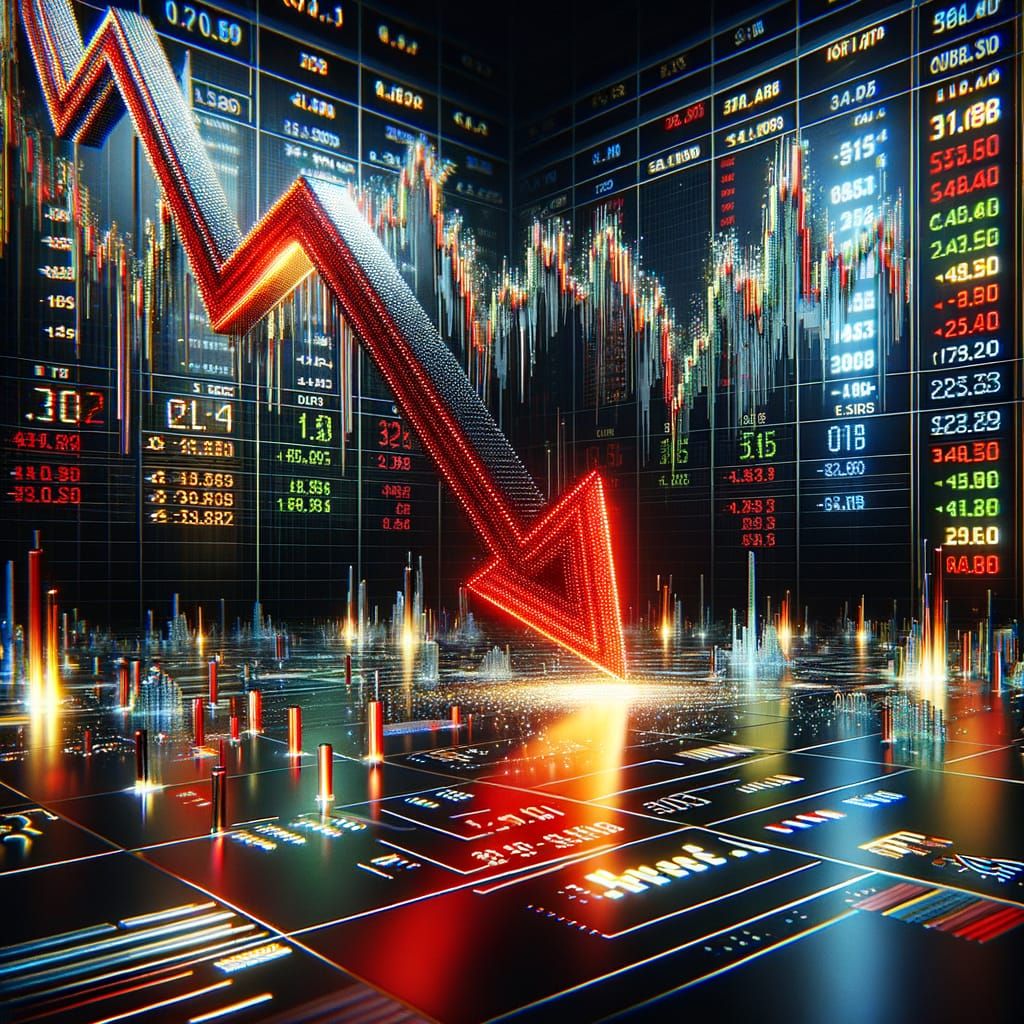 Digital Stock Market Crash in Ultra-Detailed 3D Render