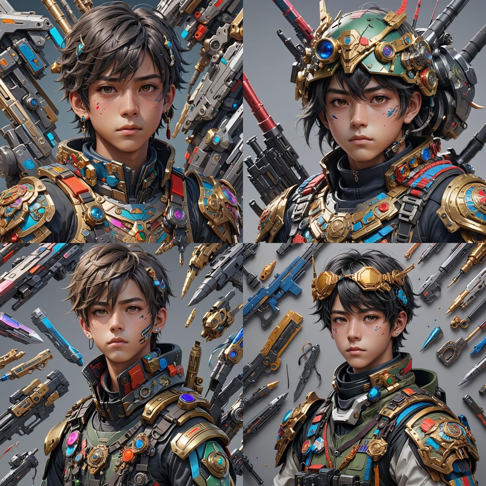 Young Soldier with Futuristic Weapon in 3D Anime Style