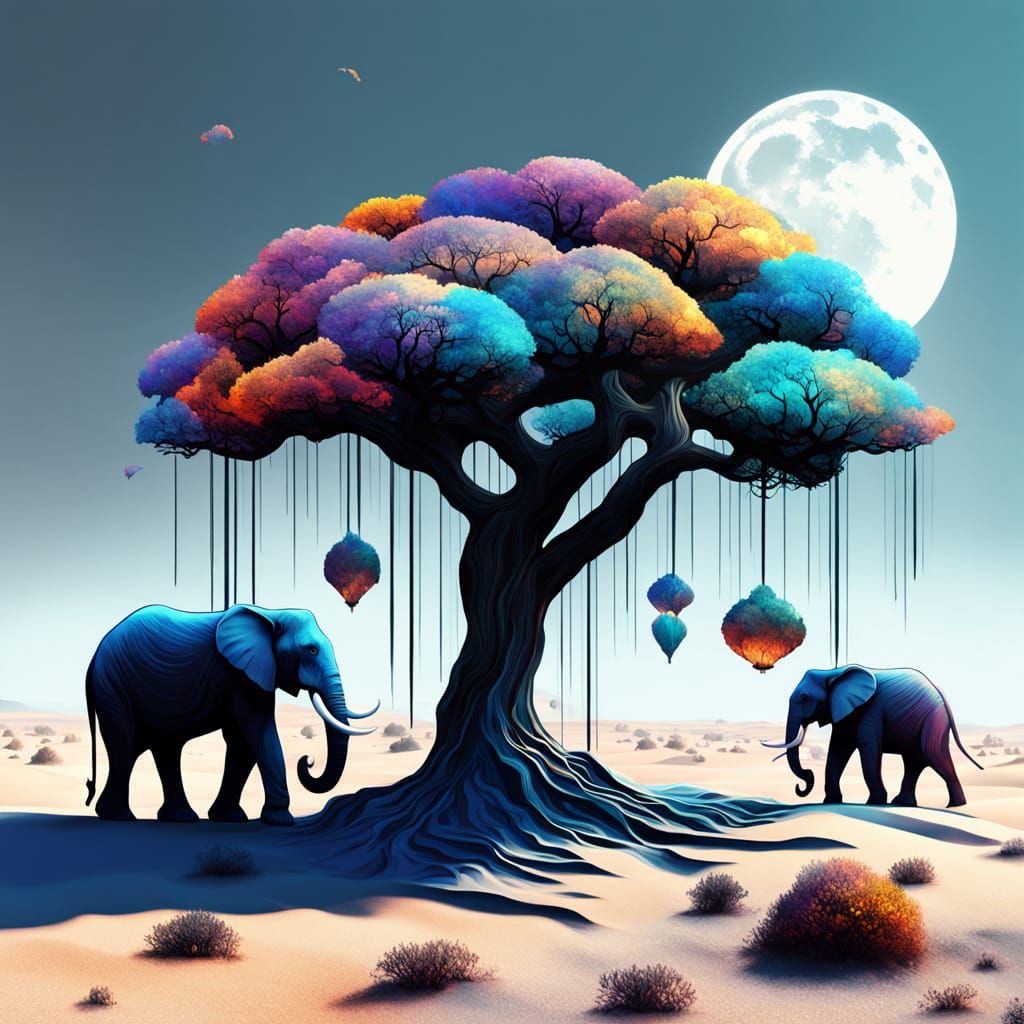Dreamlike Surrealist Landscape with Melting Sand Clocks and ...