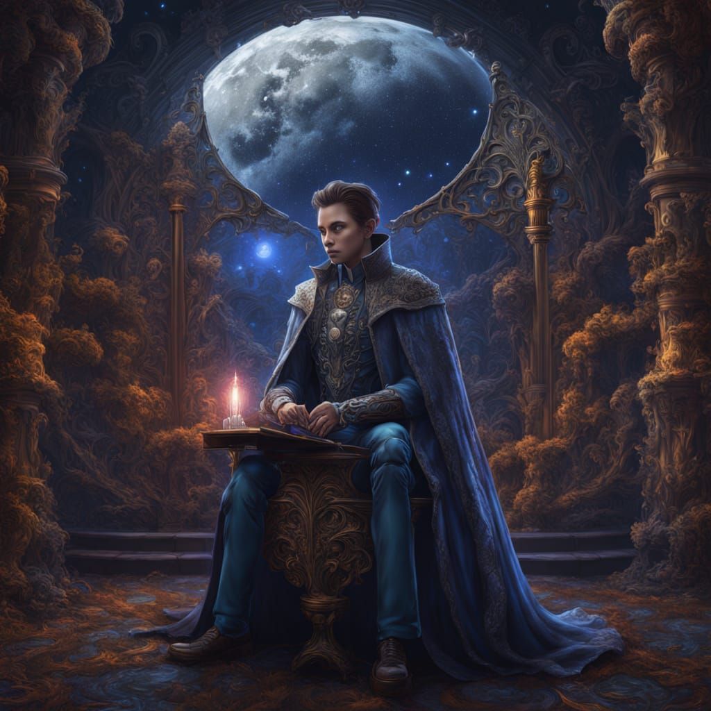 Gothic Vampire Gazes at Cosmic Wonders