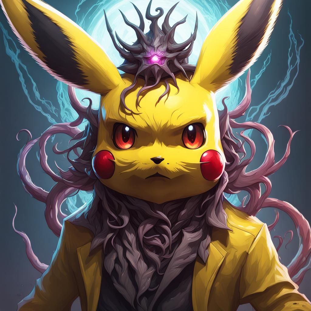 Eldritch Pikachu Portrait: Demonic Concept Art