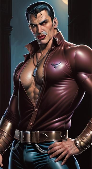 Muscular Vampire in Tom of Finland Comic Art