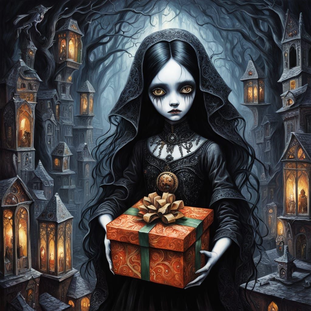 Eerie Doll Peeks From Christmas Gift Box