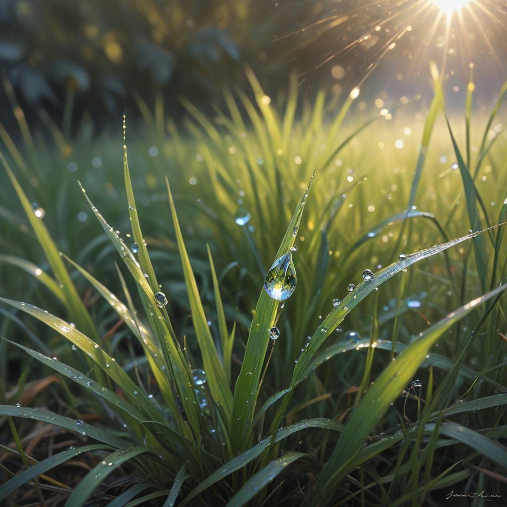 Dewdrop Radiance in Warm Golden Light