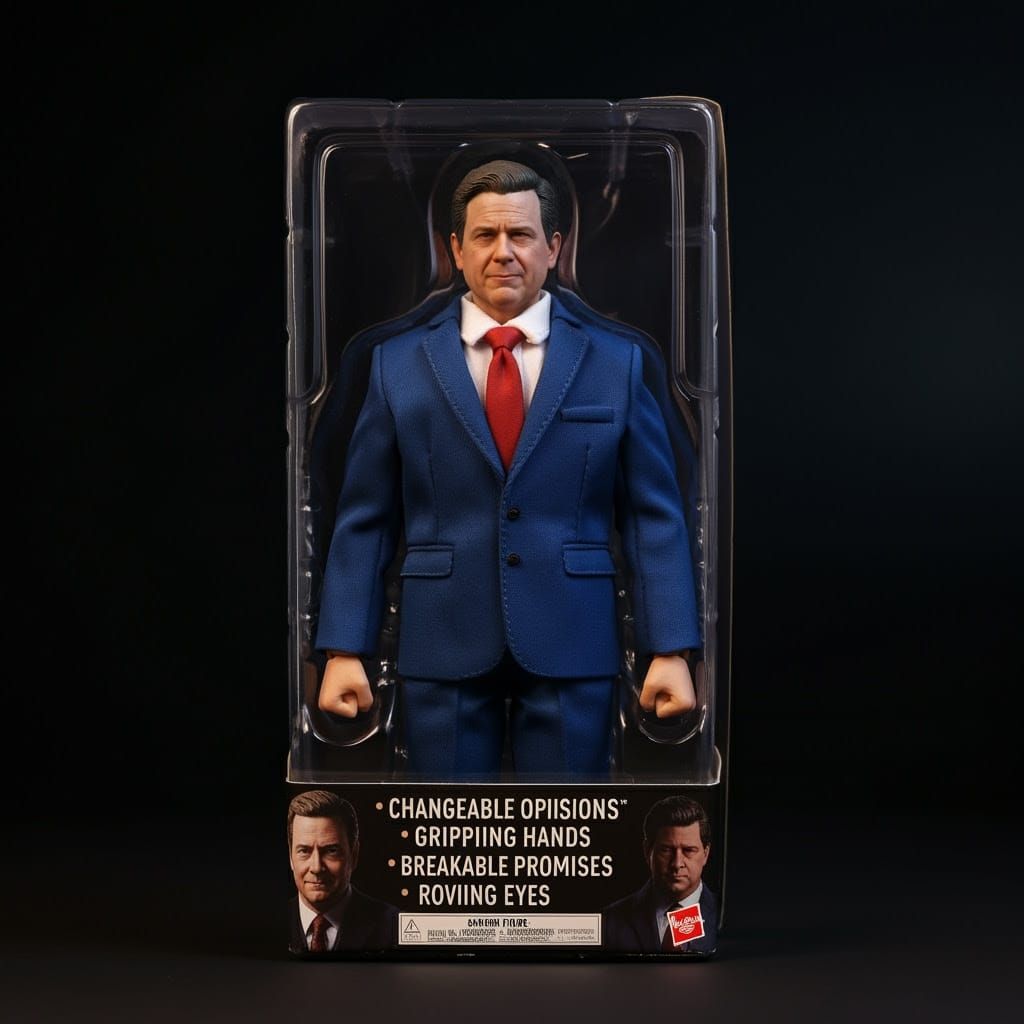 Photorealistic Action Figure Politician in Retail Display Bo...