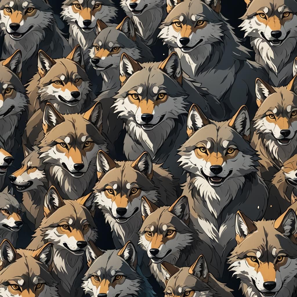 Wolves in Cel-Shaded Anime Style