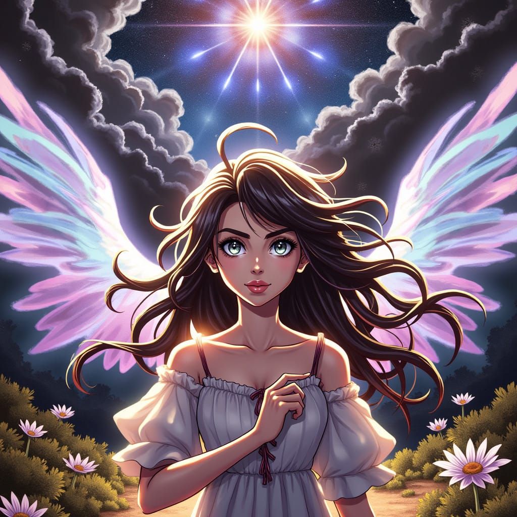 Digital Art of a Relaxed Black Woman in a Natural Pose