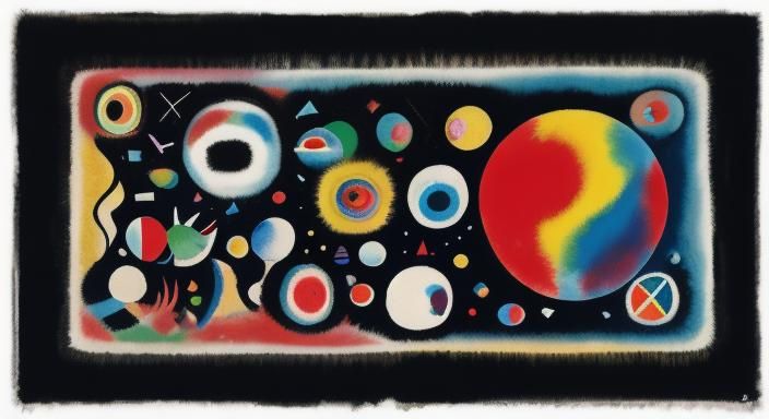 Abstract Painting with Globe, Ocean and Planet