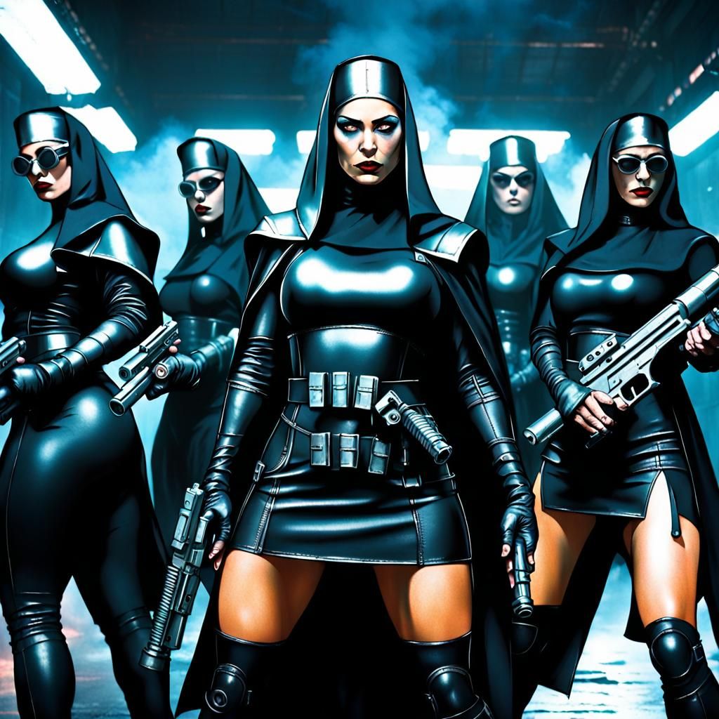 Cyberpunk Nuns Prepare for Demonic Battle