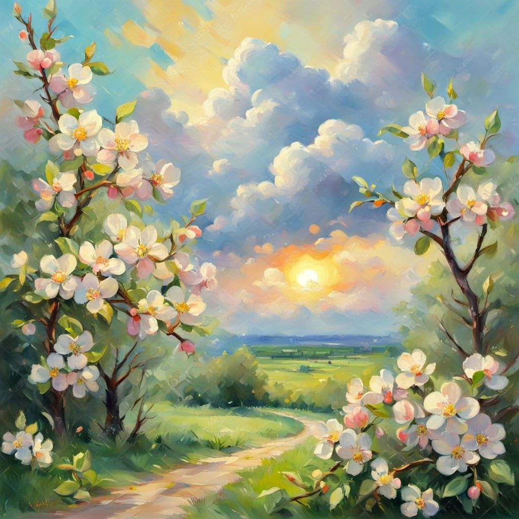 Vibrant Apple Blossom in Golden Hour