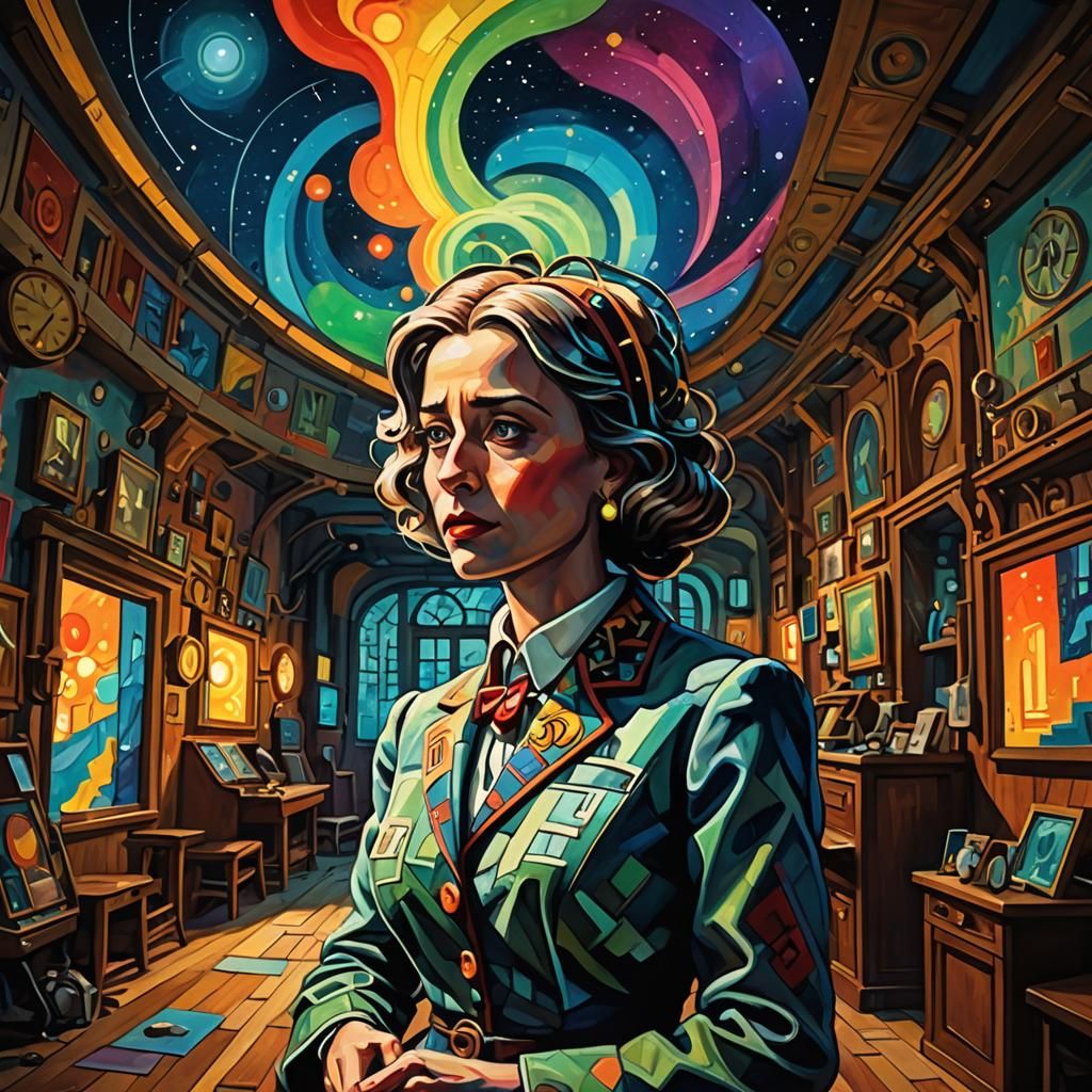 Surreal God in Aurora: Steampunk Art Deco Hybrid