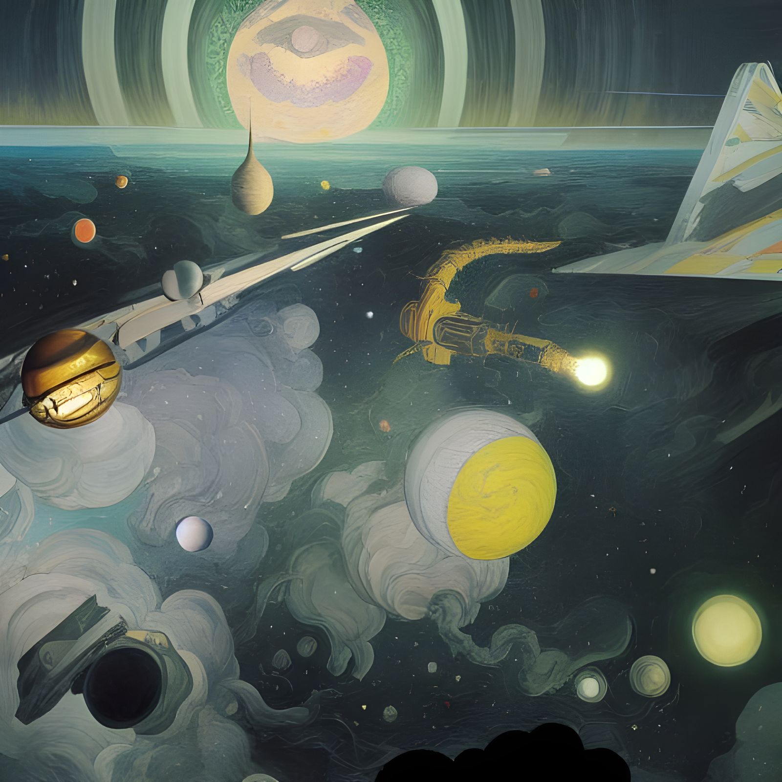 Surreal Spaceships in Dreamy Celestial Art