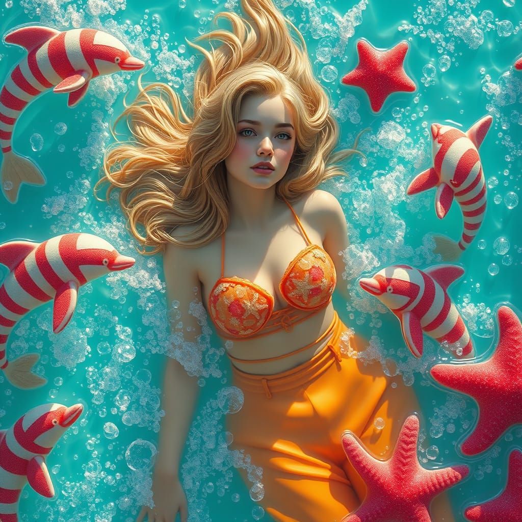 Dreamlike Soda Ocean with Candy Creatures