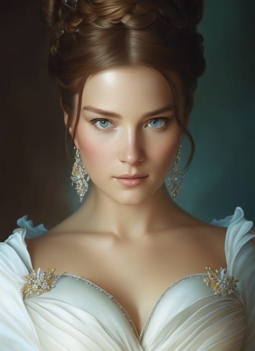 Belle in Bistro: Hyperrealistic Photorealistic Masterpiece