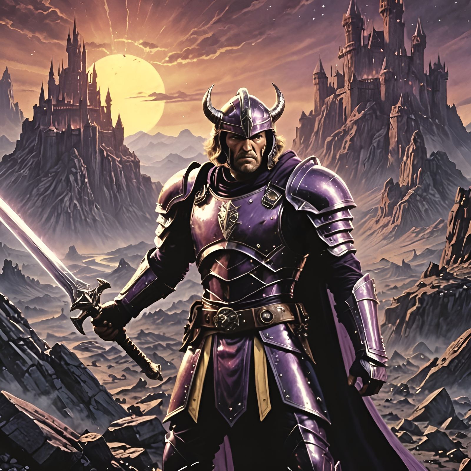 Colwyn, Hero of Krull, in a Hyperrealistic Dark Fantasy