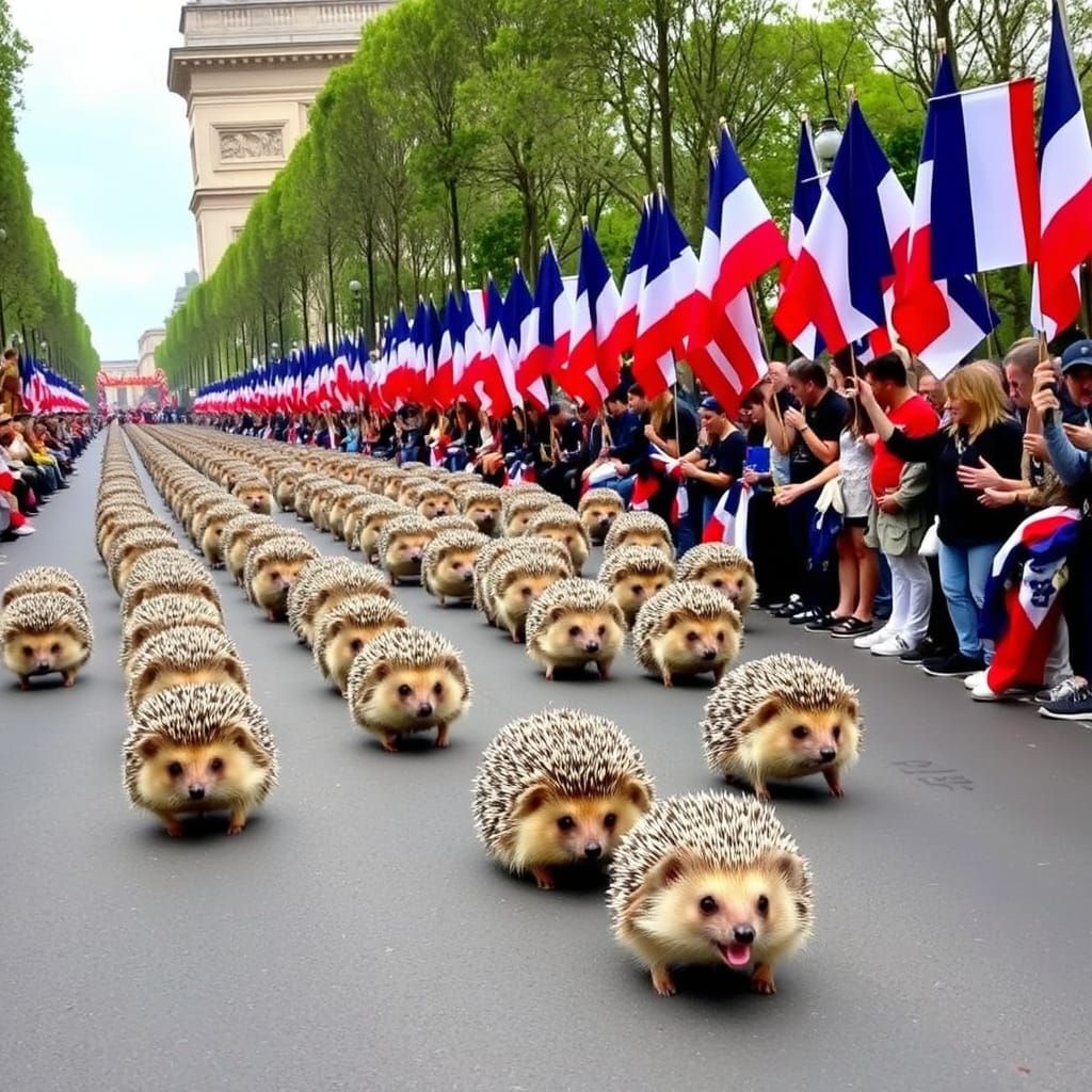 Hedgehogs Celebrate Bastille Day in Parisian Style