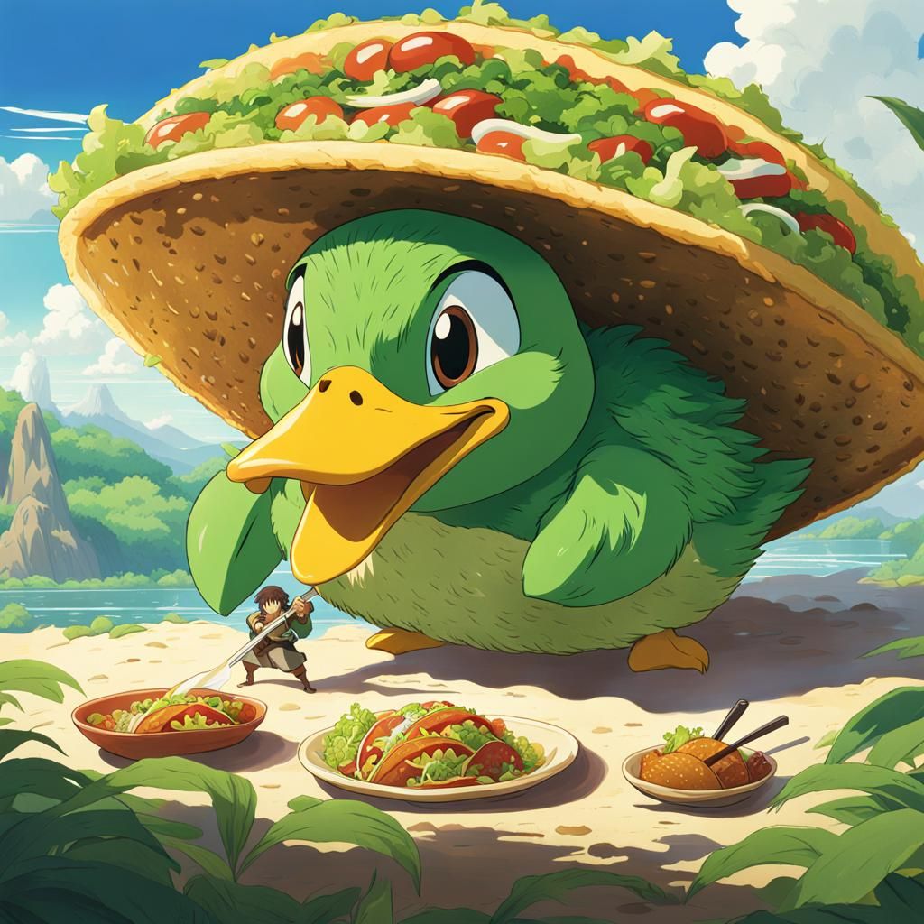 Wasabi Duck Versus Anthropomorphic Taco, Anime Style