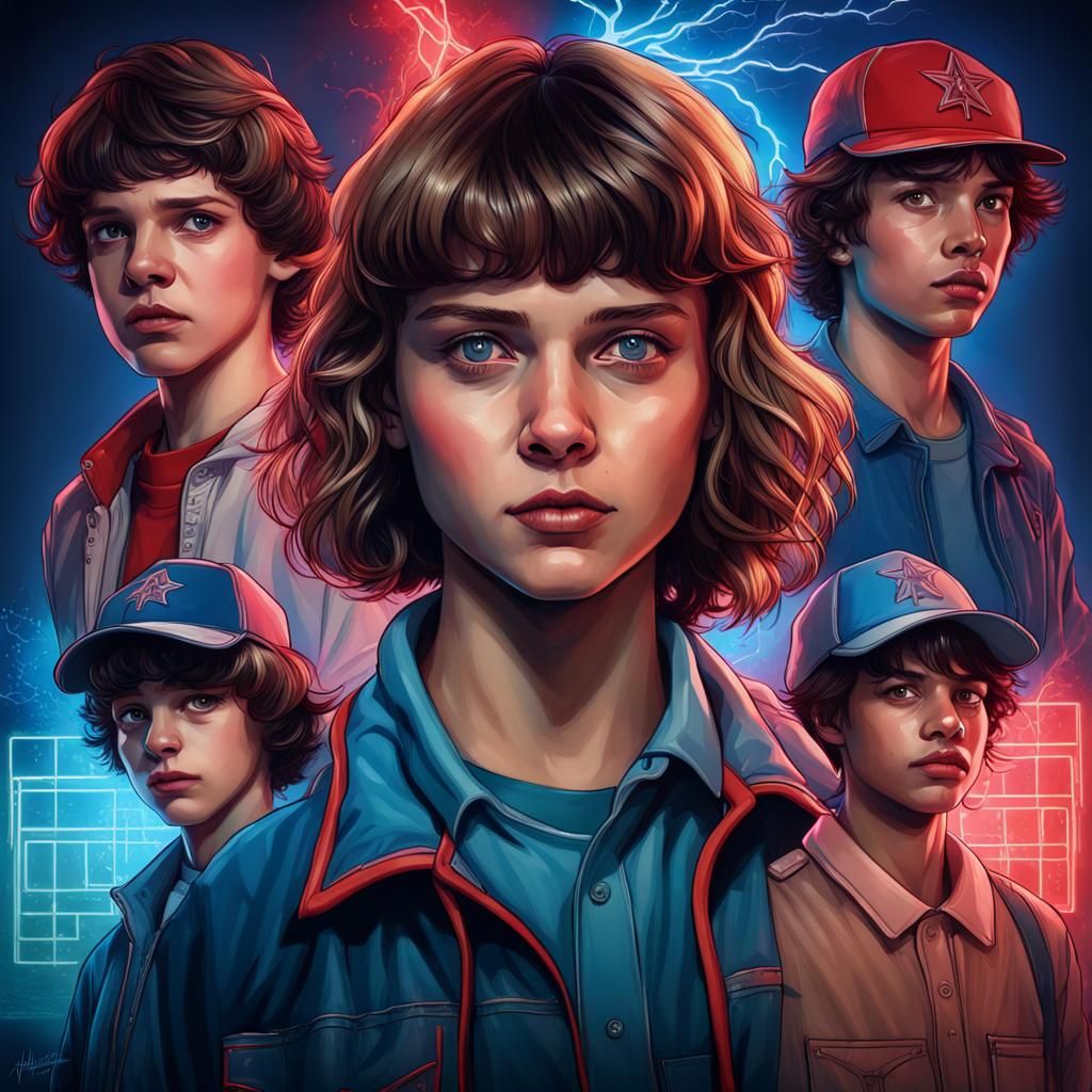Stranger Things Characters in High School Portrait