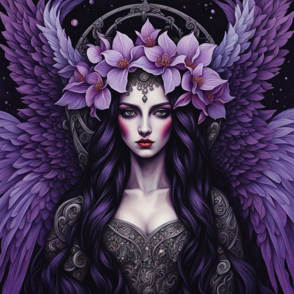 Emo Angel in Gothic Psychedelic Surrealism