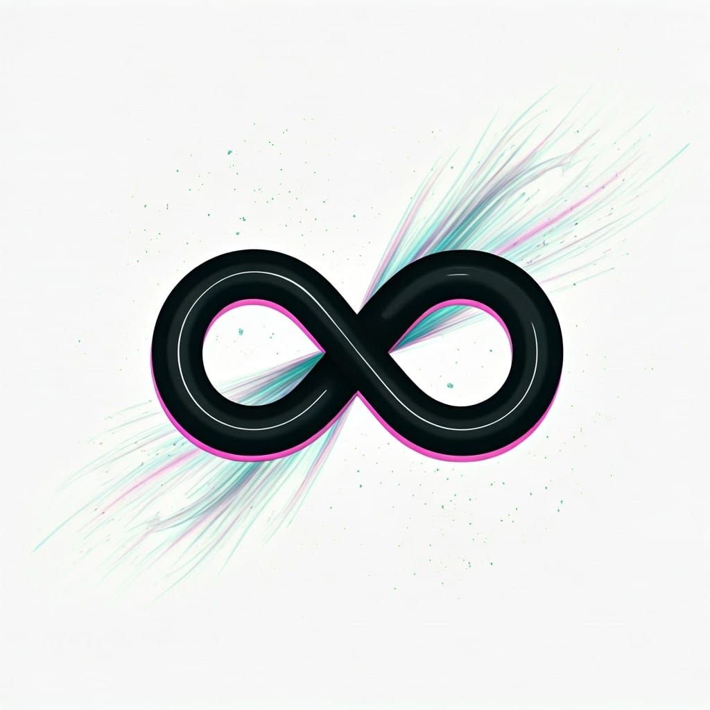 Striking Infinity Symbol with Neon Mathematical Accents